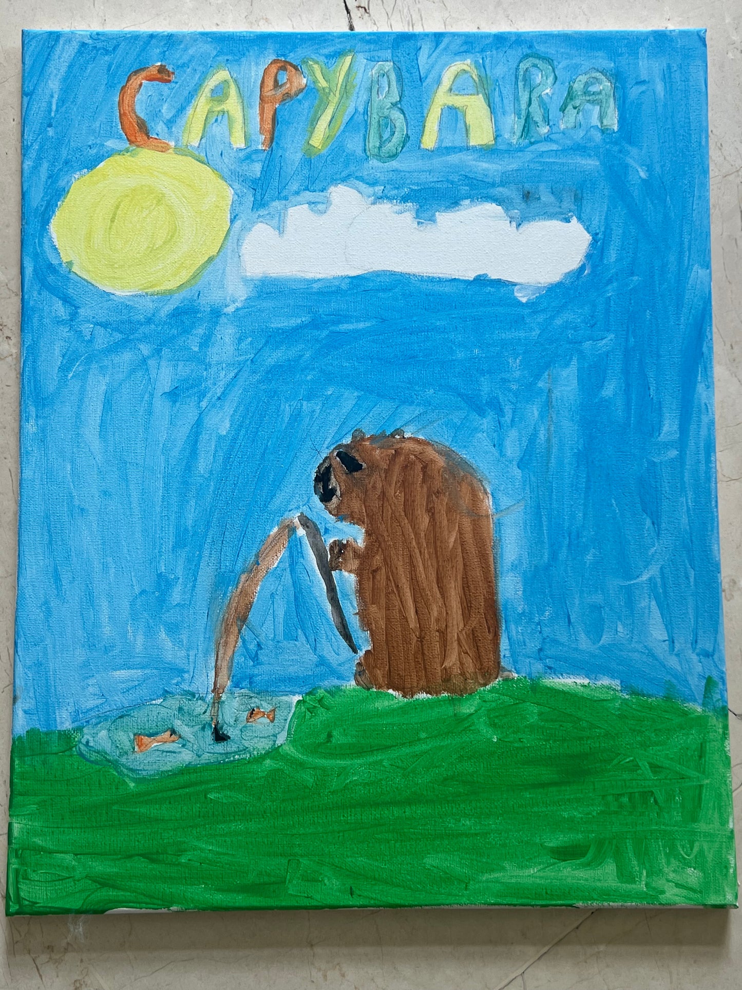 ,, Capybara łowi ryby "