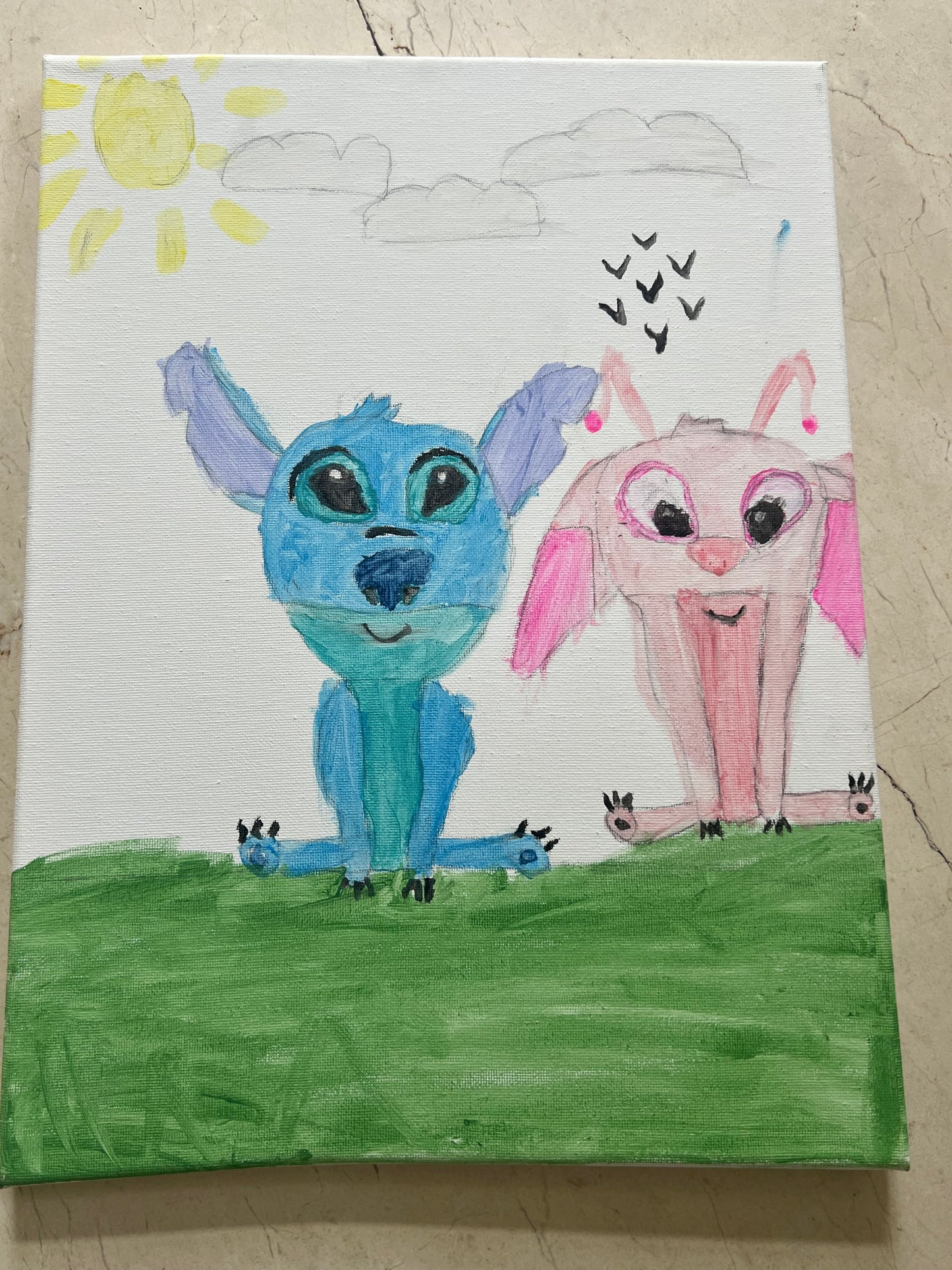 ,, Stitch i Angel w słoneczny dzień "