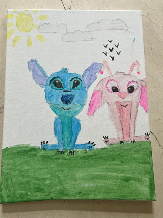 ,, Stitch i Angel w słoneczny dzień "